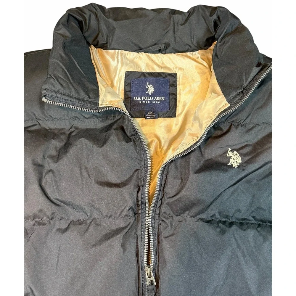 U.S.Polo Assn. Men's Black Winter Fall Full Zip Puffer Vest Jacket Size 2XL